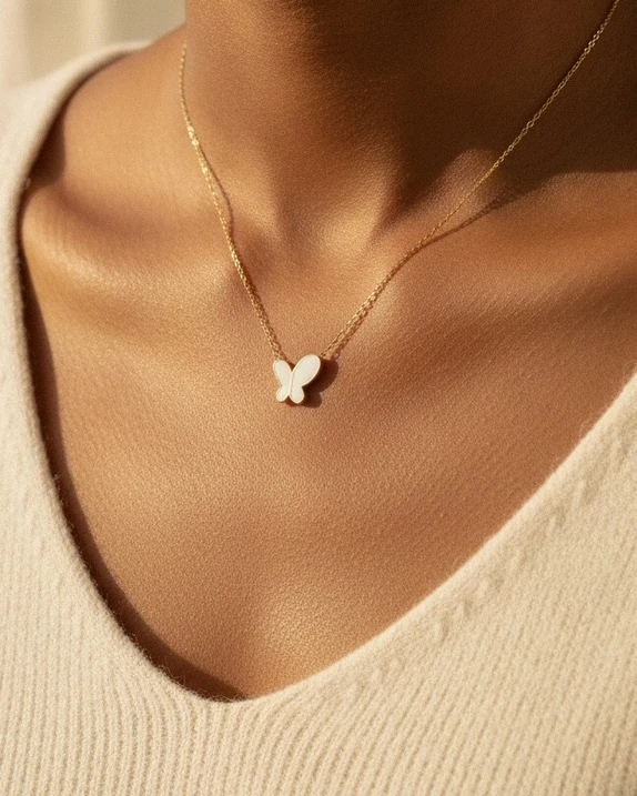 Mother-of-Pearl Butterfly Necklace