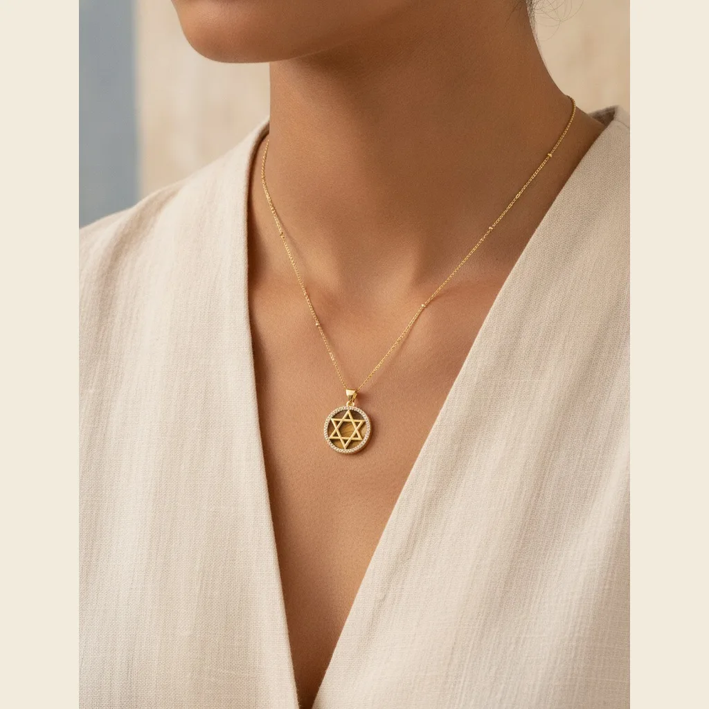 Star of David Gemstone Necklace