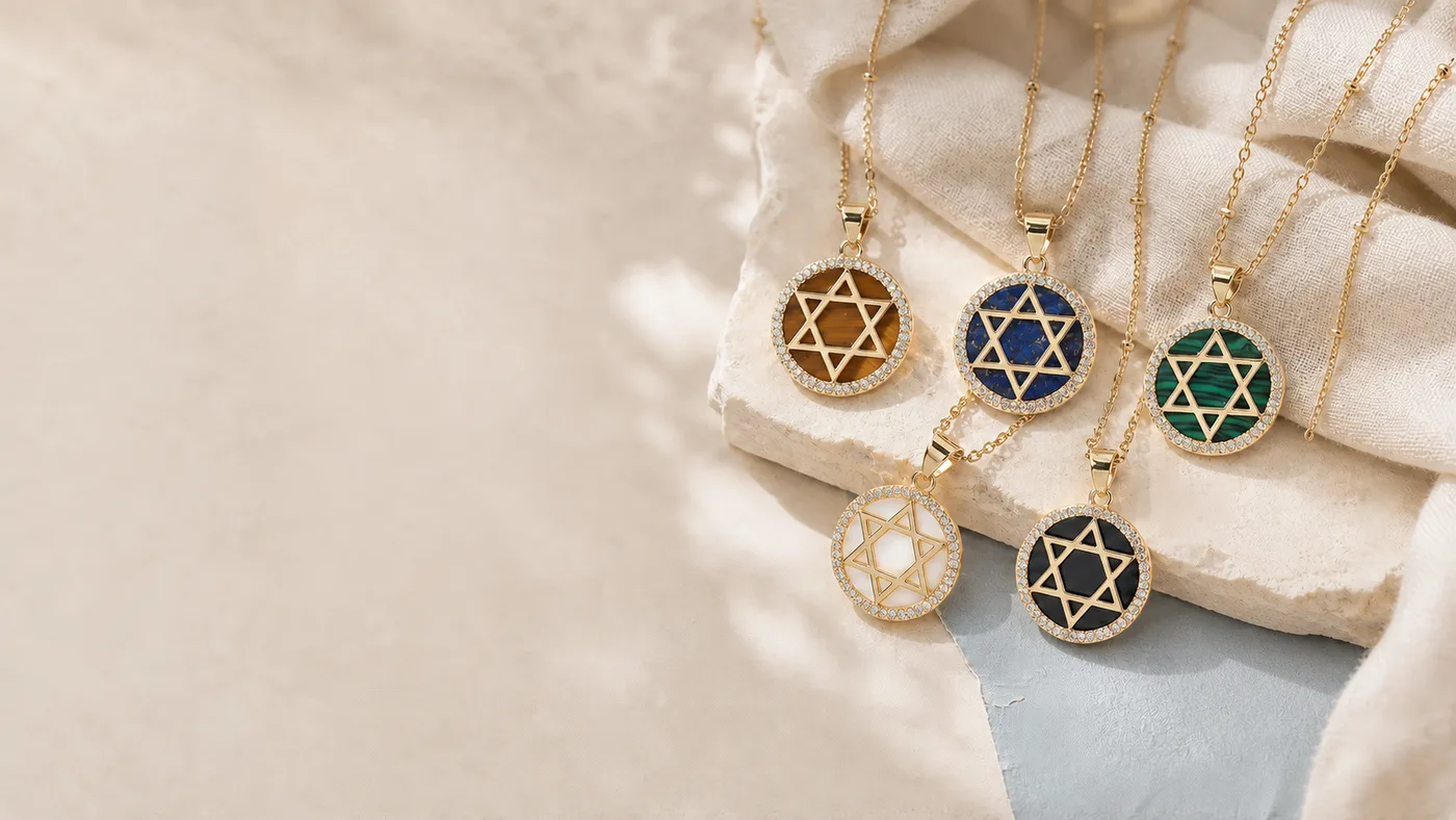 Star of David Gemstone Necklace