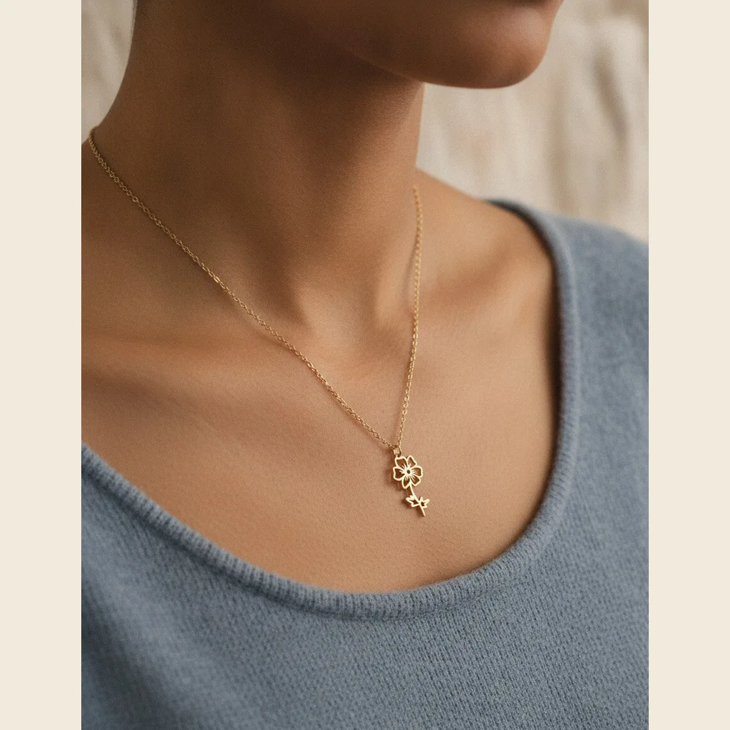 Birth Flower Story Necklace