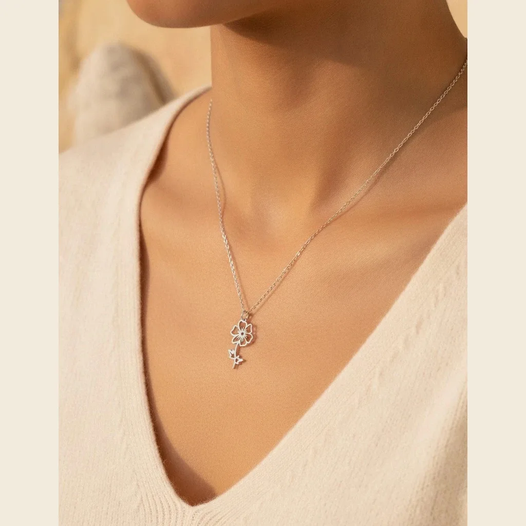 Birth Flower Story Necklace