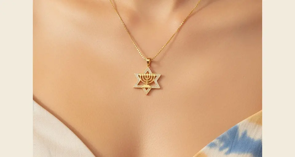 The Noa Menorah & Star Necklace