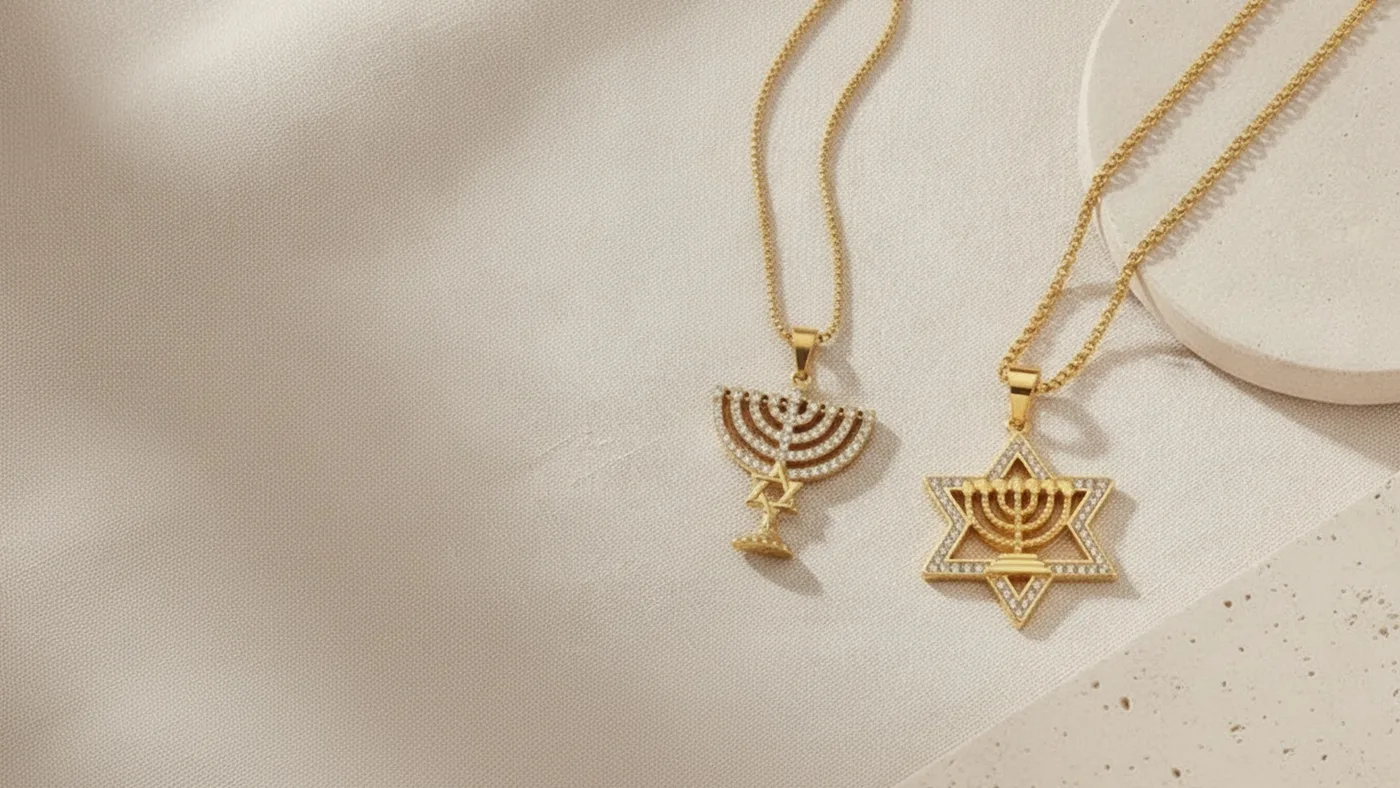 The Noa Menorah & Star Necklace