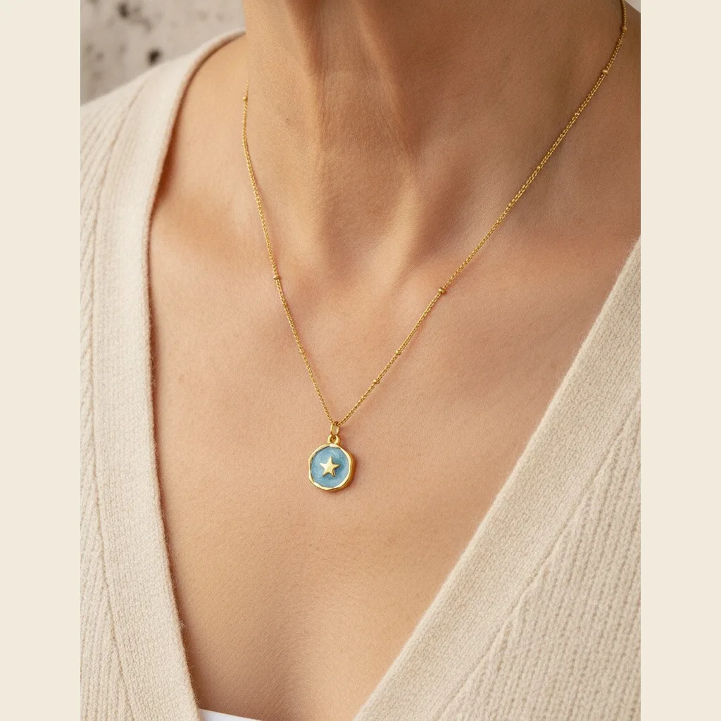 Celestial Enamel Coin Necklace