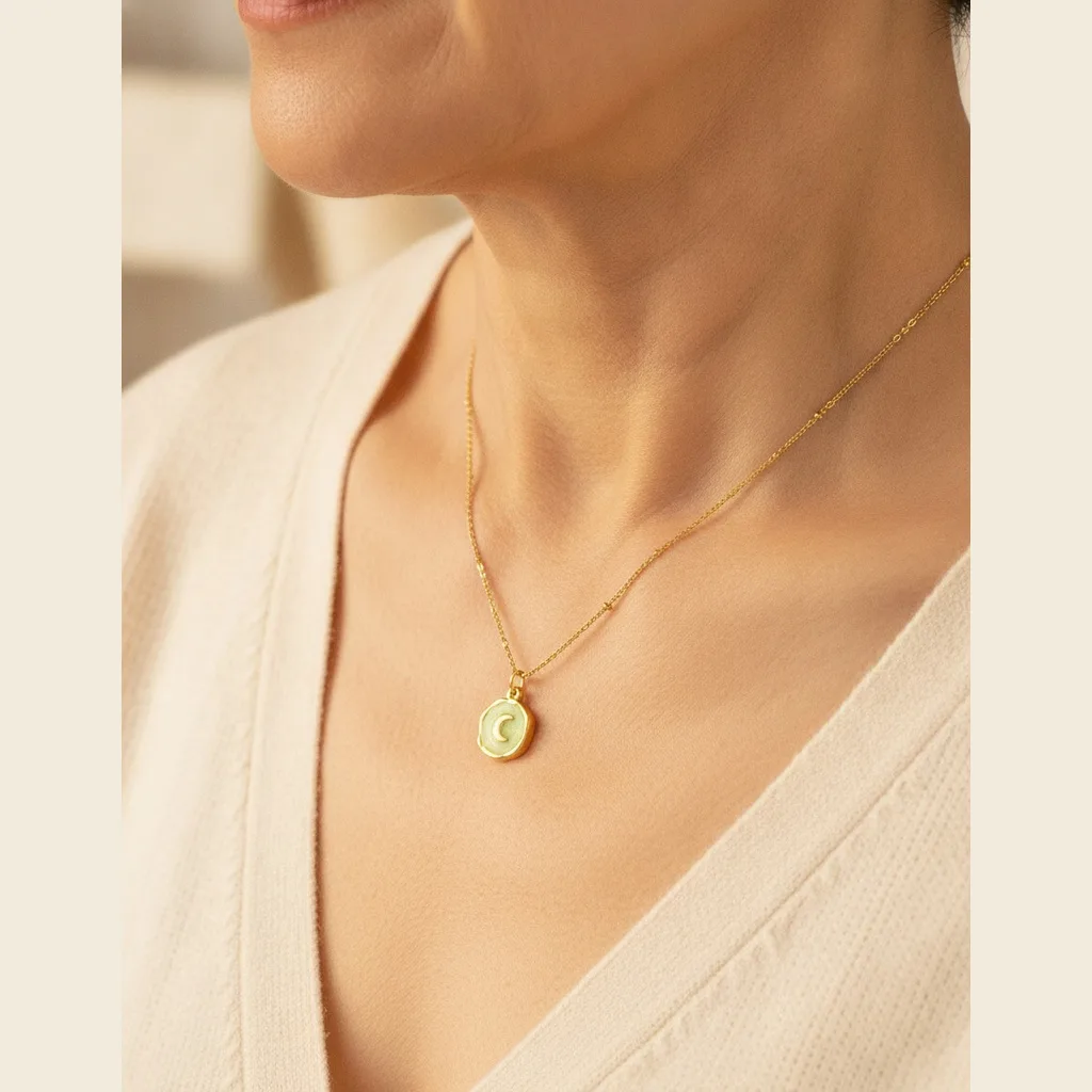 Celestial Enamel Coin Necklace