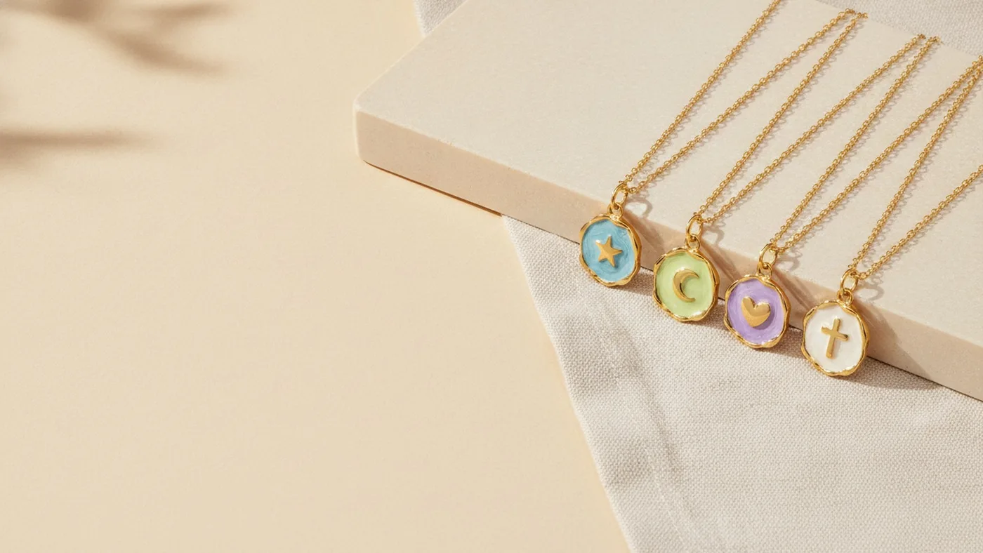 Celestial Enamel Coin Necklace