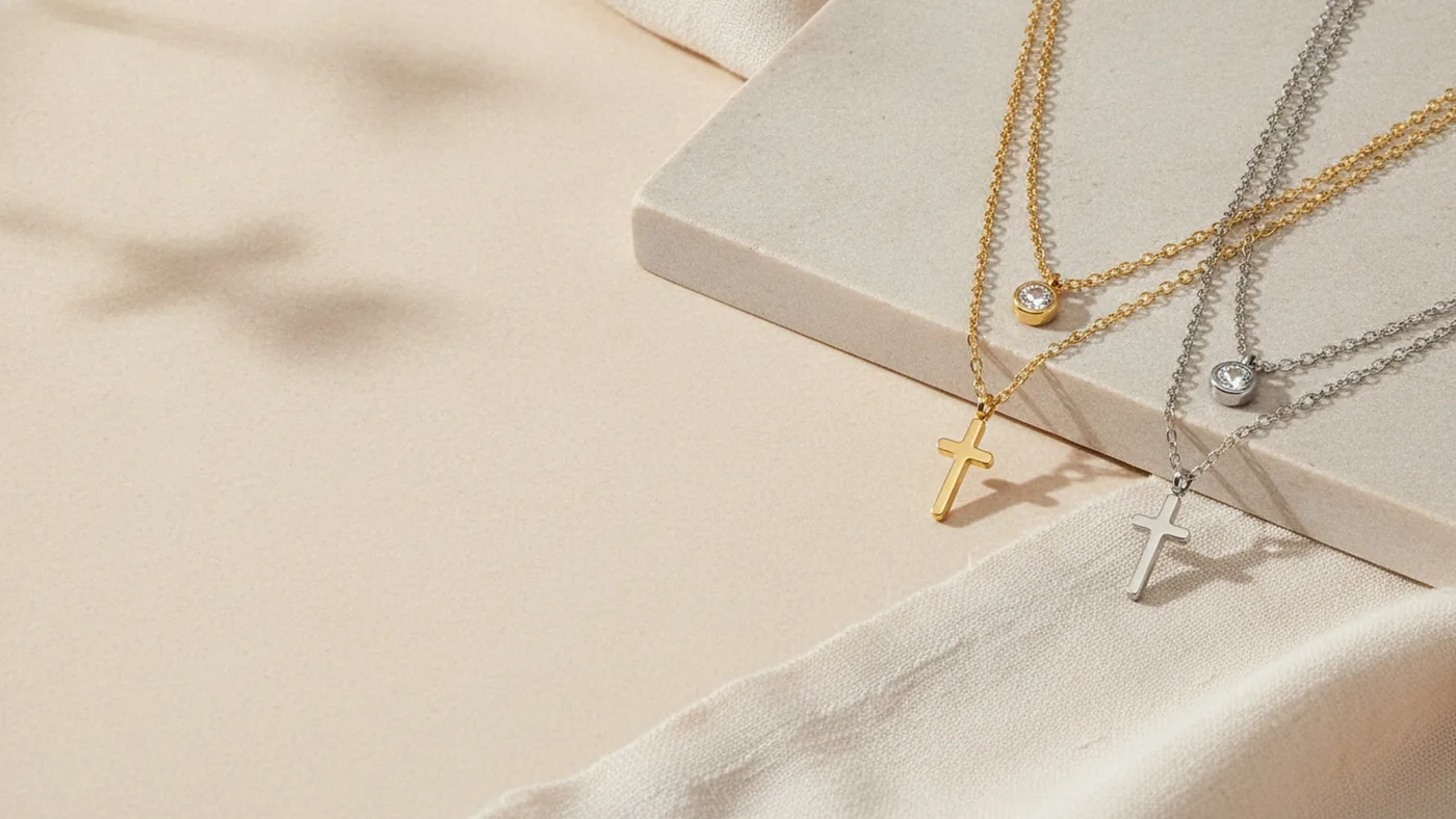 Pave Cross Layering Necklace