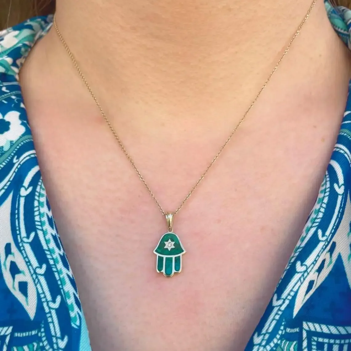 Eilat Stone Hamsa Necklace