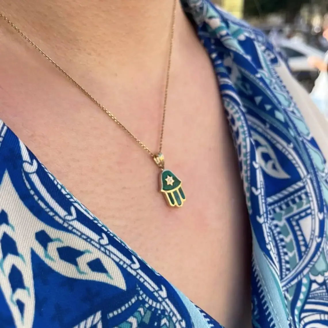 Eilat Stone Hamsa Necklace
