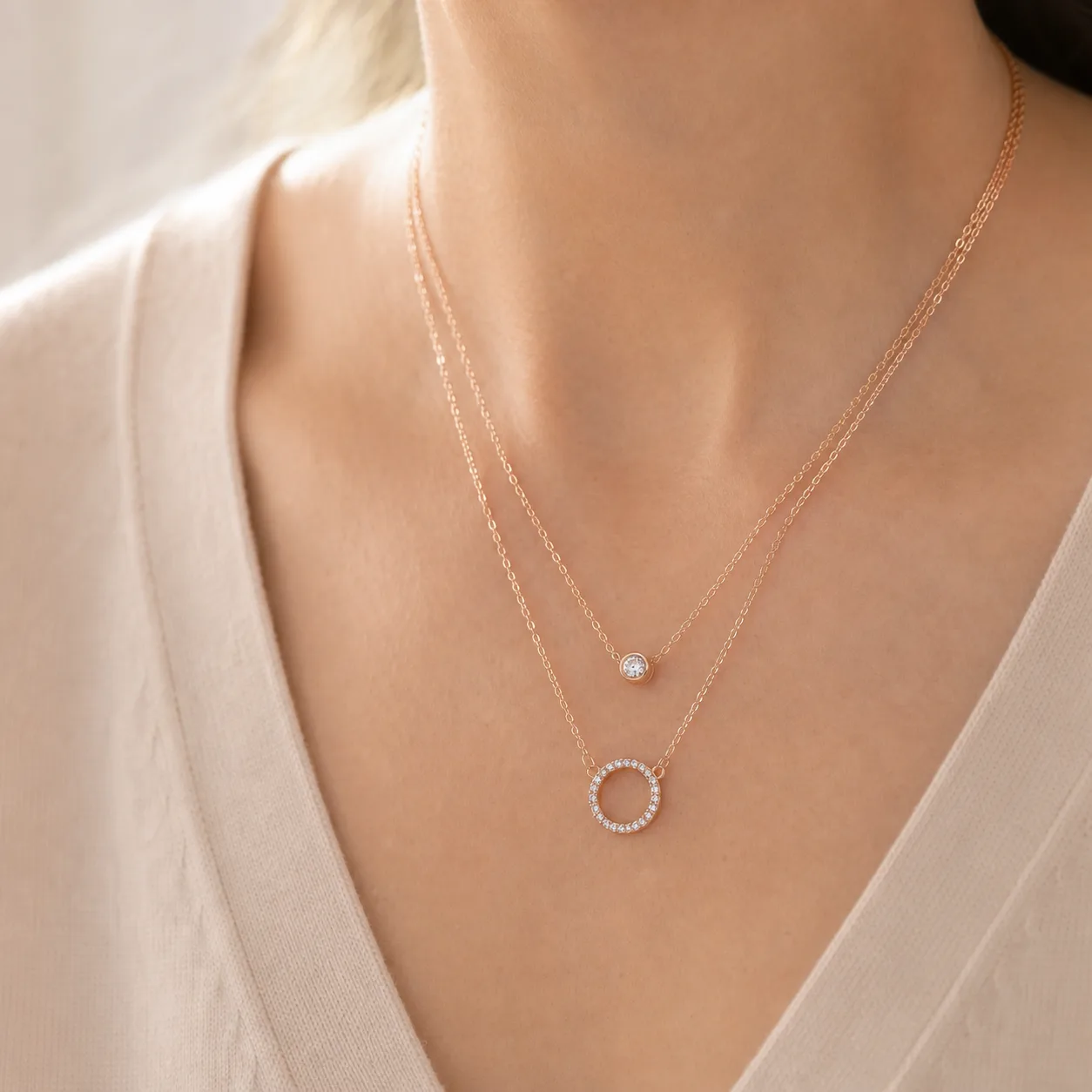 Golden Circle Layered Necklace