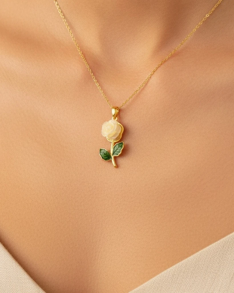 Golden Rose Keepsake Necklace
