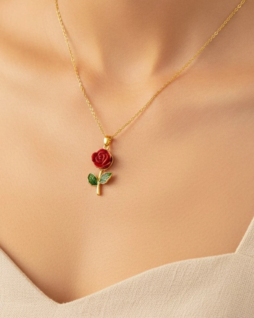 Golden Rose Keepsake Necklace