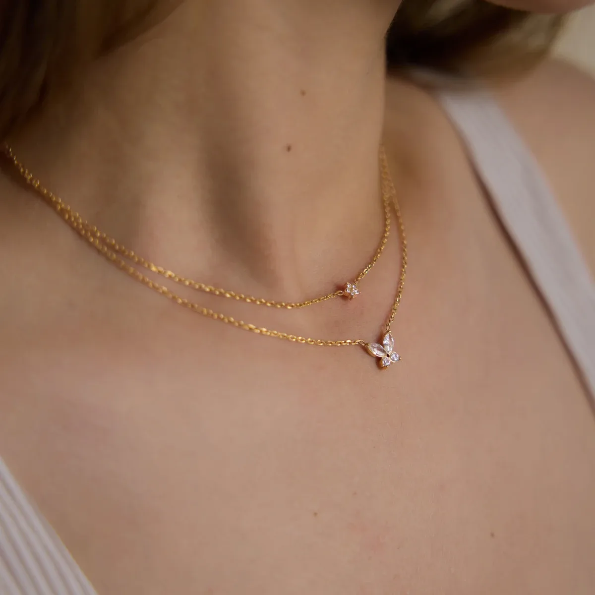 Golden Flutter Layered Necklace