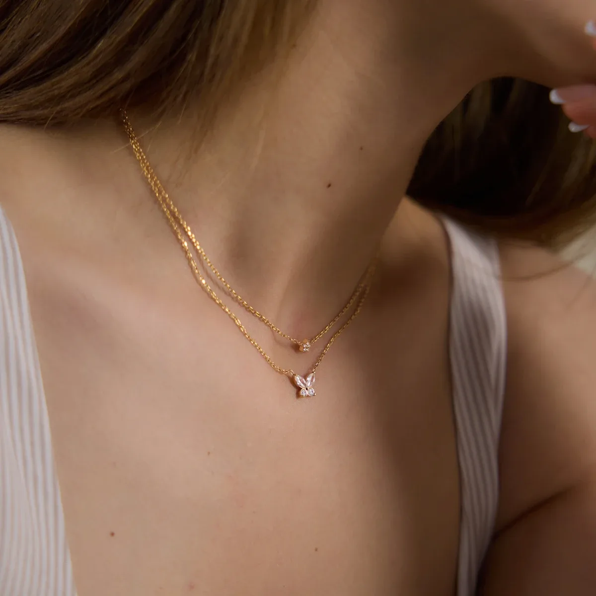 Golden Flutter Layered Necklace
