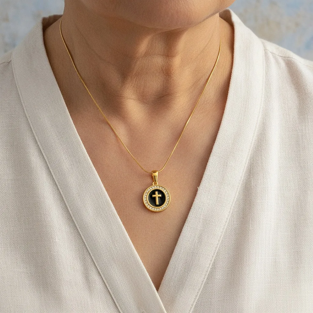 Luminous Cross Medallion Necklace