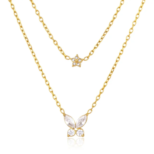 Golden Flutter Layered Necklace